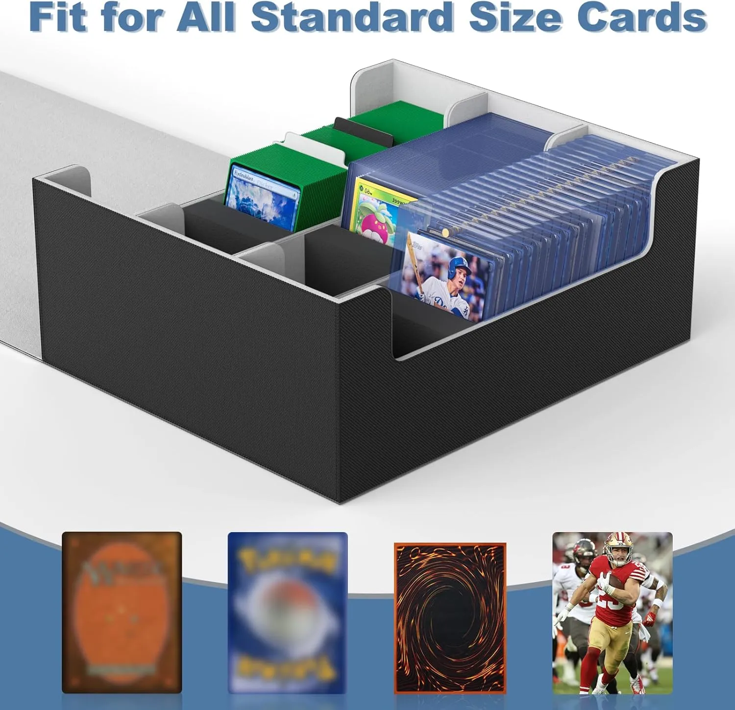 Mlikero Card Deck Case for Trading Cards 1800 , Trading Card Storage Box for Magnetic Card Holder and Hard Plastic Card Protectors, Leather Magnetic Closure Deck Box Fit for MTG, TCG