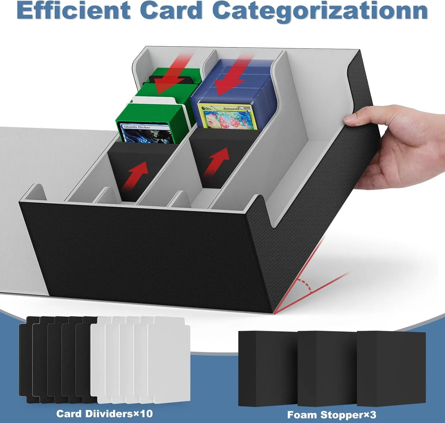 Mlikero Card Deck Case for Trading Cards 1800 , Trading Card Storage Box for Magnetic Card Holder and Hard Plastic Card Protectors, Leather Magnetic Closure Deck Box Fit for MTG, TCG