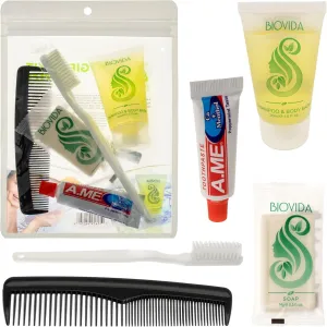 Moda West 96 Hygiene Kits - Bulk Case Wholesale Deluxe Toiletries for Men, Women, Travel, Charity, Includes Shampoo, Deodorant, Toothpaste, Razor, More, Homeless Shelters, Donations, Hotels, Travel
