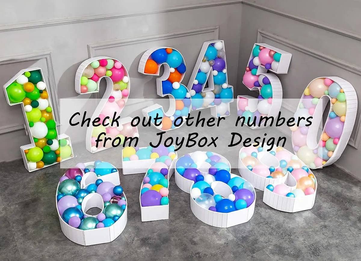 Mosaic Balloon Frame Numbers 2 Pre-Cut Large Foam Board Sign Cut-Out for Boy Girl Birthday Backdrop Anniversary Decoration