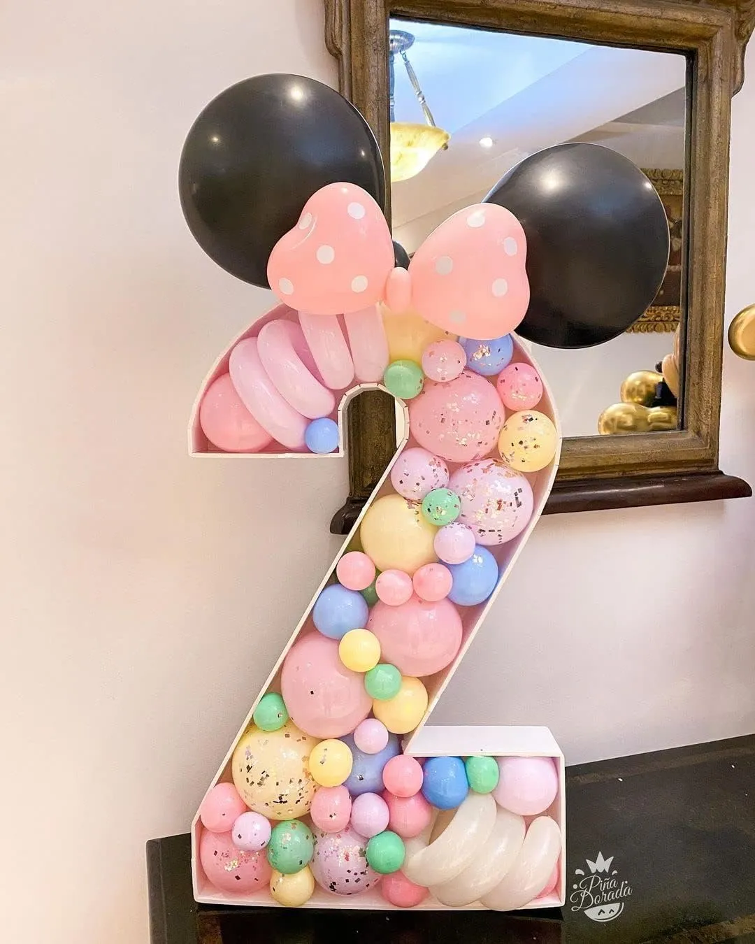 Mosaic Balloon Frame Numbers 2 Pre-Cut Large Foam Board Sign Cut-Out for Boy Girl Birthday Backdrop Anniversary Decoration