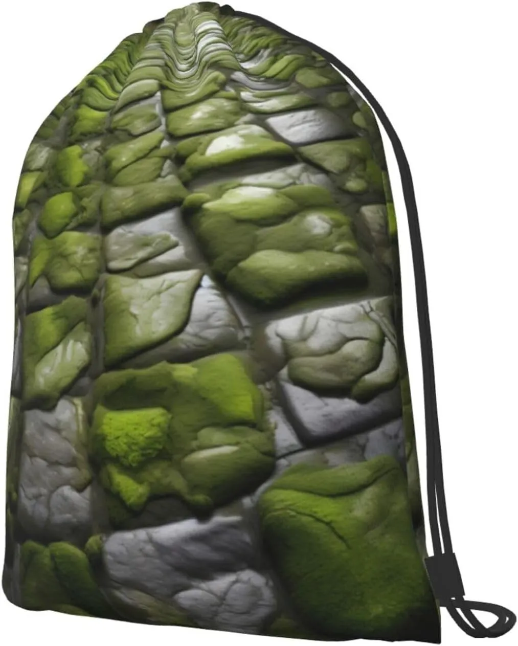 Moss Stone Pavement Print Sports Drawstring Backpack with Zipper Pocket Gym Cinch Sack Bag Unisex Backpack