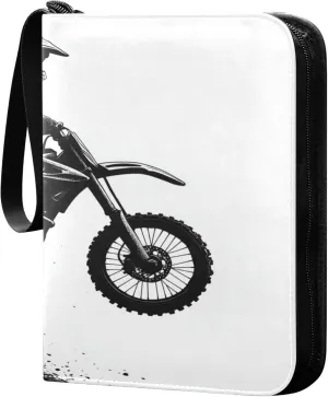 Motocross and People Card Binder 4 Pocket Collectible Trading Card Albums with 50 Sleeves Double Side PU Waterproof 3 Ring for Sports & Game Cards