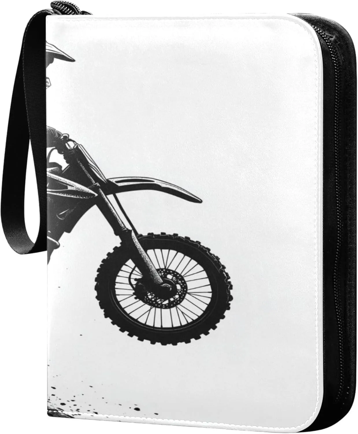 Motocross and People Card Binder 4 Pocket Collectible Trading Card Albums with 50 Sleeves Double Side PU Waterproof 3 Ring for Sports & Game Cards