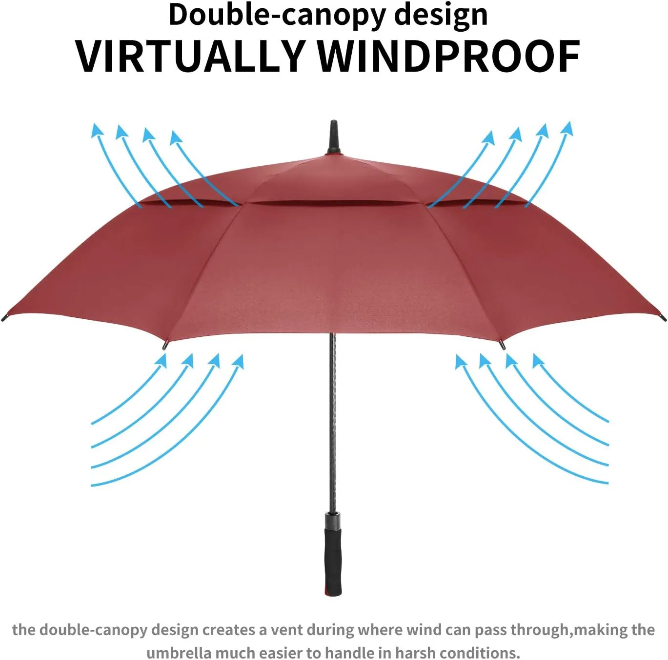 MRTLLOA 54/62/68/72 Inch Automatic Open Golf Umbrella, Extra Large Oversize Double Canopy Vented Windproof Waterproof Stick Umbrellas for Rain