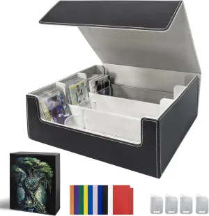 MTG Card Deck Box - 2400  Card Storage Box with 4 Supporters & 10 Colorful Dividers for Magic The Gathering Cards,Commander Deck Box Fit Toploaders Magnetic Holder