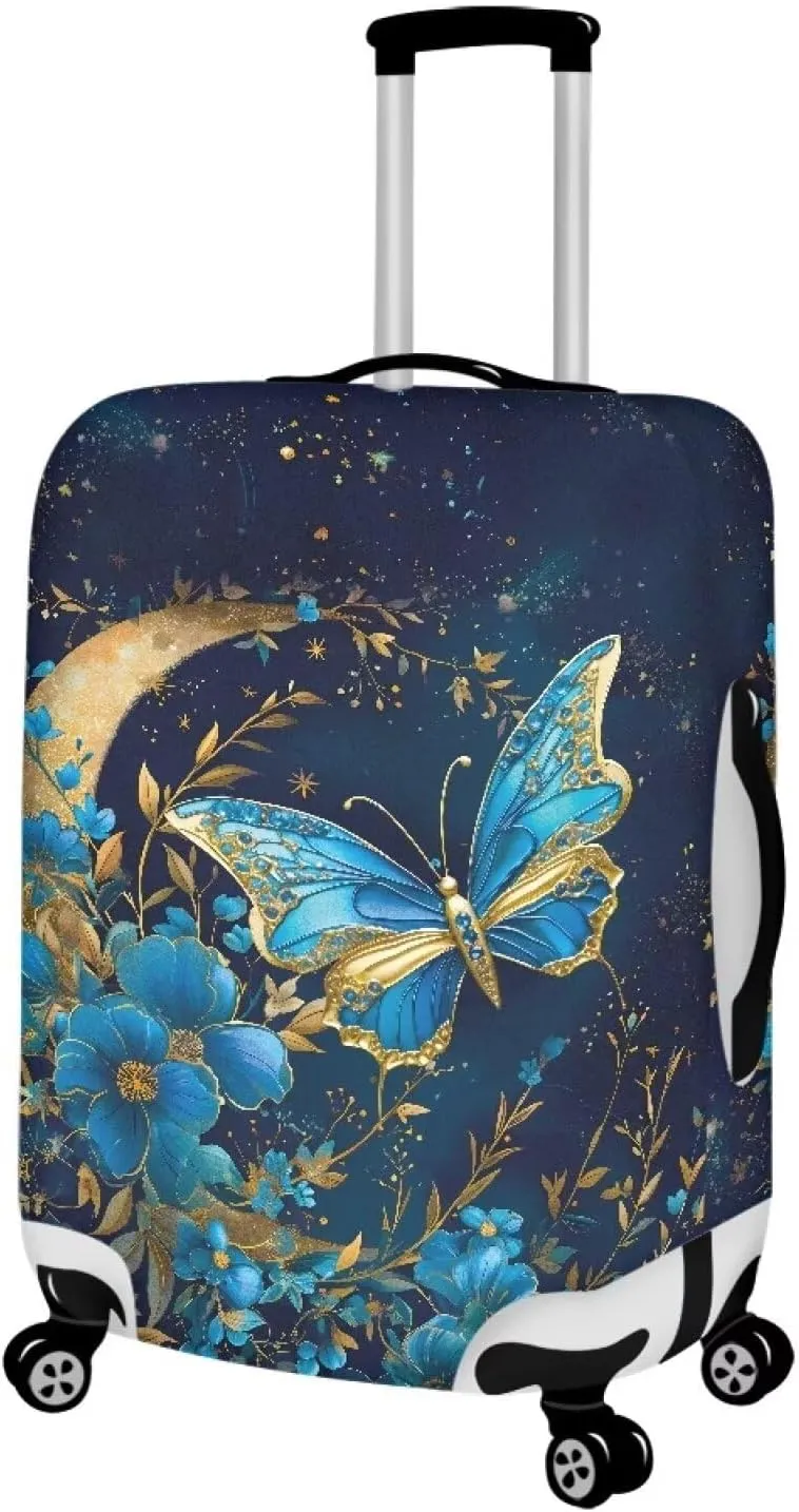 Mumeson Blue Butterfly Moon Luggage Protection - Waterproof Anti Dust Suitcase Sleeve for Wheeled Suitcases - Anti-Scratch Baggage Cover
