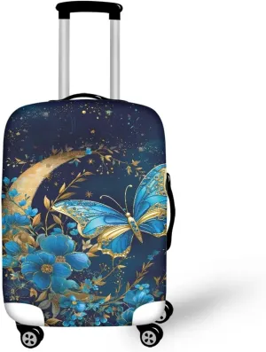 Mumeson Blue Butterfly Moon Luggage Protection - Waterproof Anti Dust Suitcase Sleeve for Wheeled Suitcases - Anti-Scratch Baggage Cover
