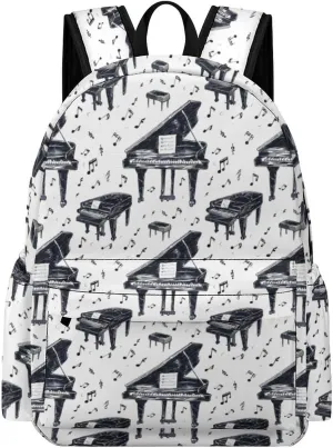 Music Instrument Piano Cute Backpacks 16.5 Inch With Padded Straps Printed Back Pack Daypack Laptop Bag for Travel Hiking Camping 16.5 * 12 * 6 Inch