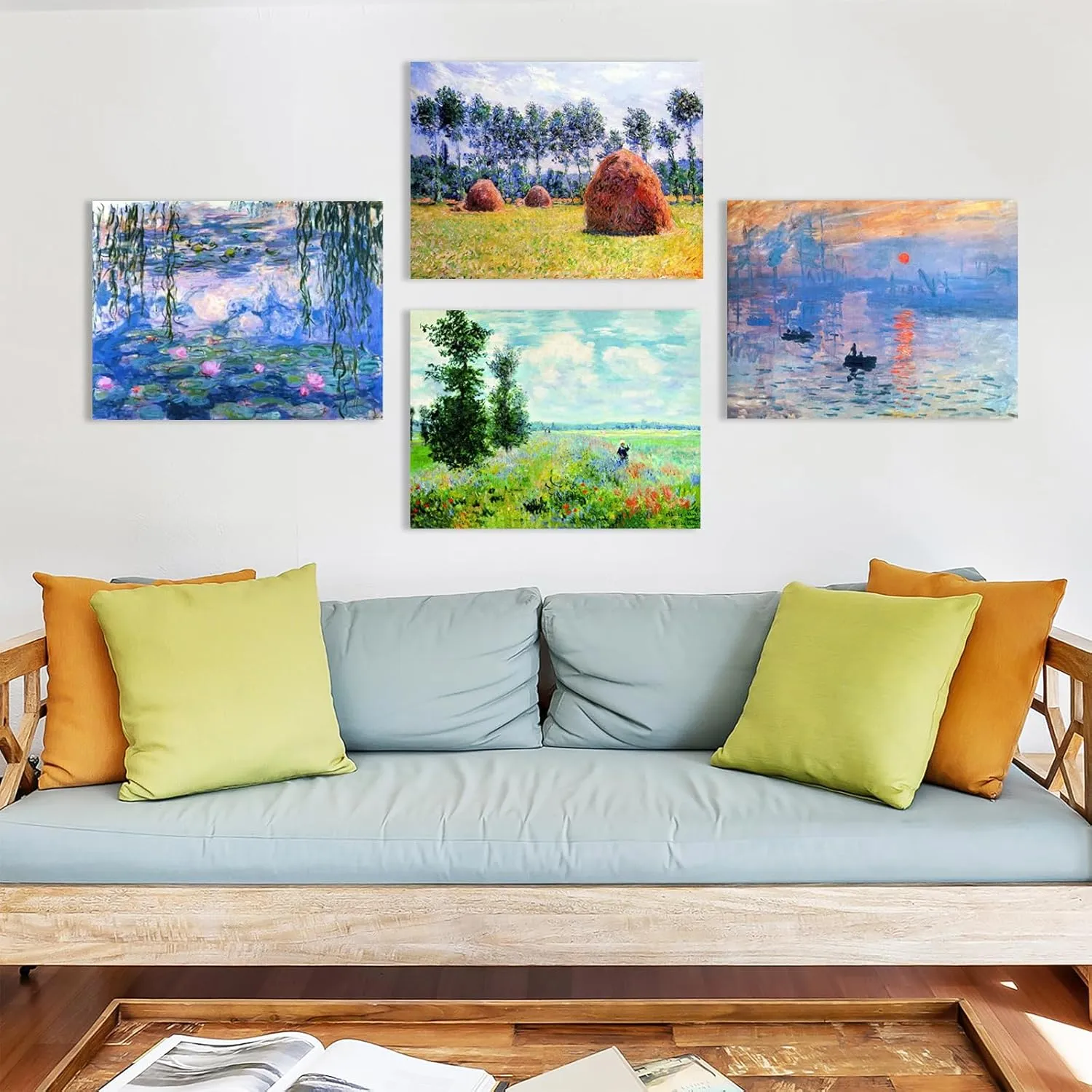 Muzagroo Art DIY Diamond Painting Kits for Adults, 5D Diamond Art Kits for Beginners Paint by Diamond, Monet Diamond Arts and Crafts for Living Room Bedroom 4 PCS Wall Art