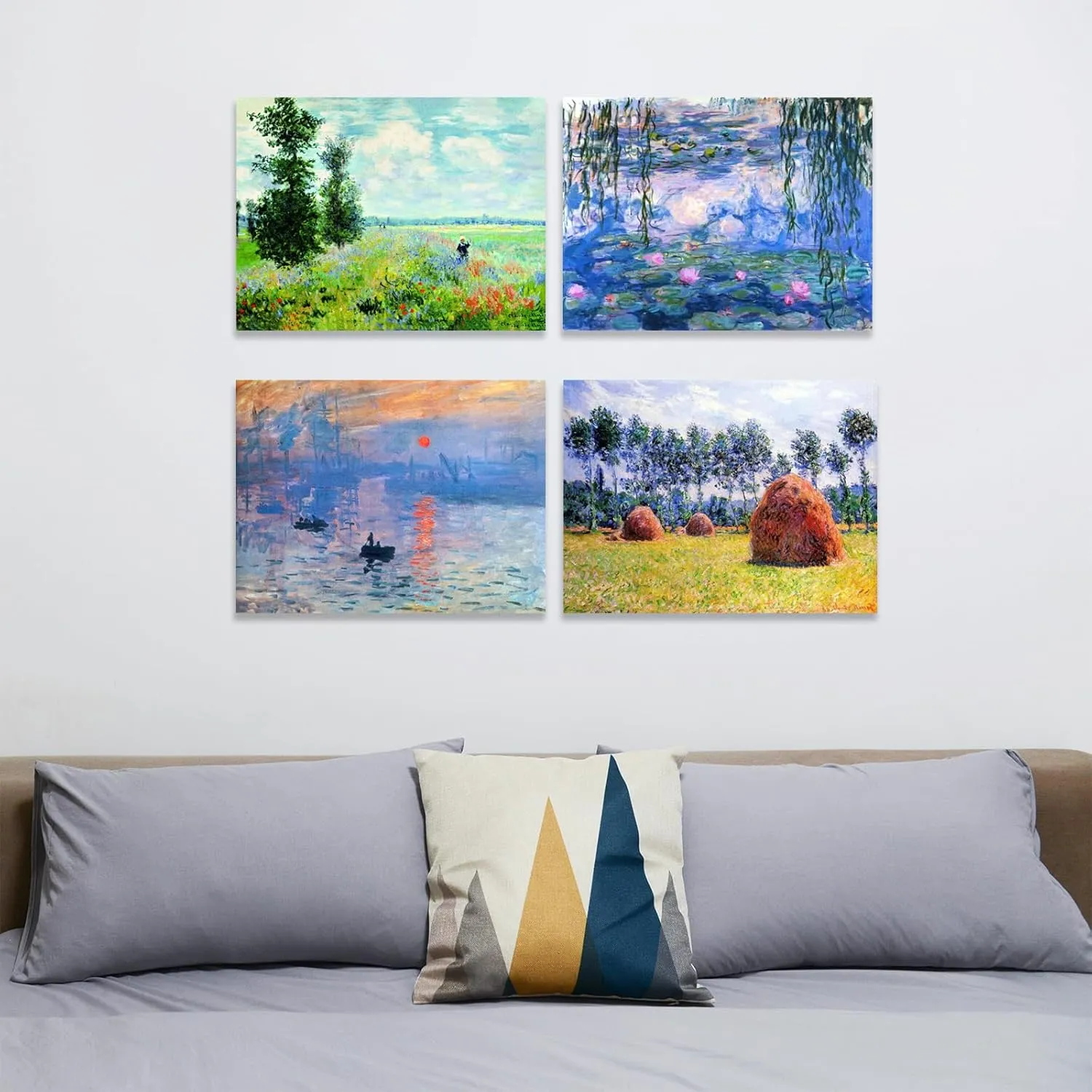Muzagroo Art DIY Diamond Painting Kits for Adults, 5D Diamond Art Kits for Beginners Paint by Diamond, Monet Diamond Arts and Crafts for Living Room Bedroom 4 PCS Wall Art