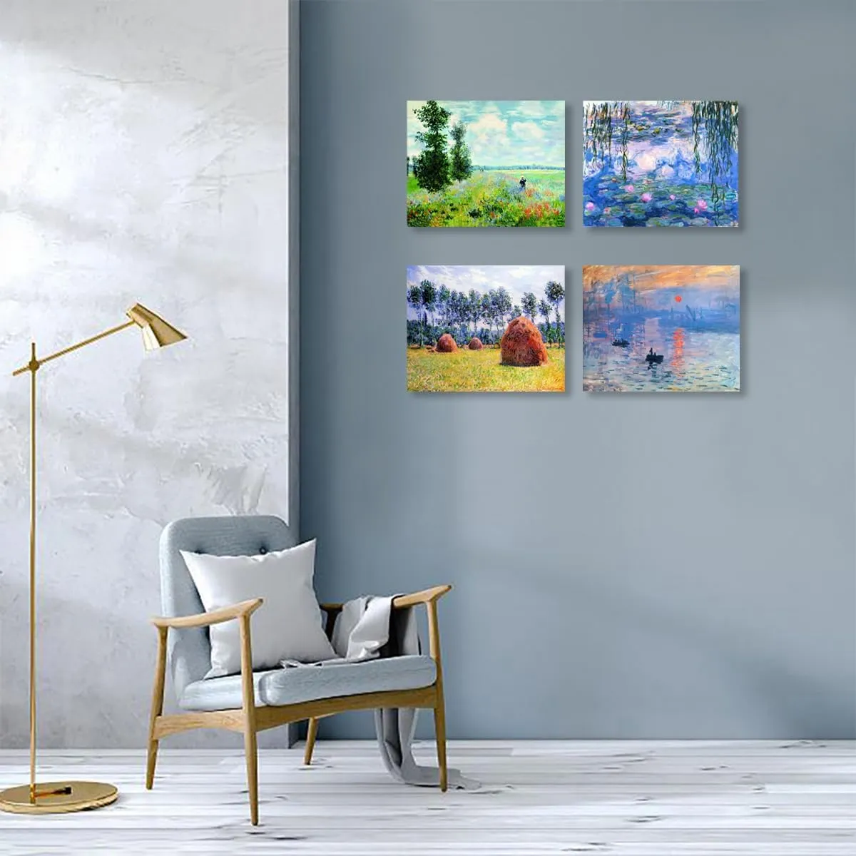 Muzagroo Art DIY Diamond Painting Kits for Adults, 5D Diamond Art Kits for Beginners Paint by Diamond, Monet Diamond Arts and Crafts for Living Room Bedroom 4 PCS Wall Art