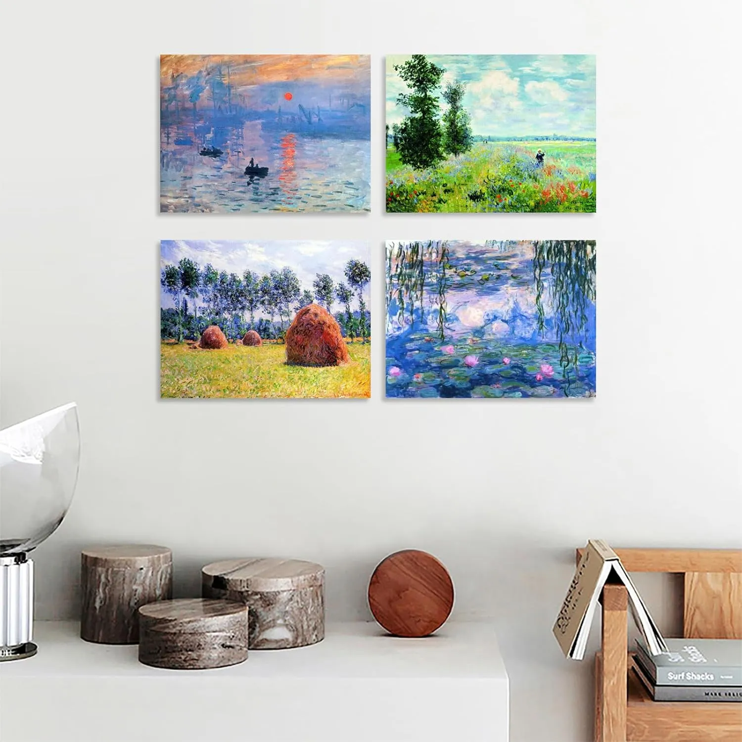 Muzagroo Art DIY Diamond Painting Kits for Adults, 5D Diamond Art Kits for Beginners Paint by Diamond, Monet Diamond Arts and Crafts for Living Room Bedroom 4 PCS Wall Art