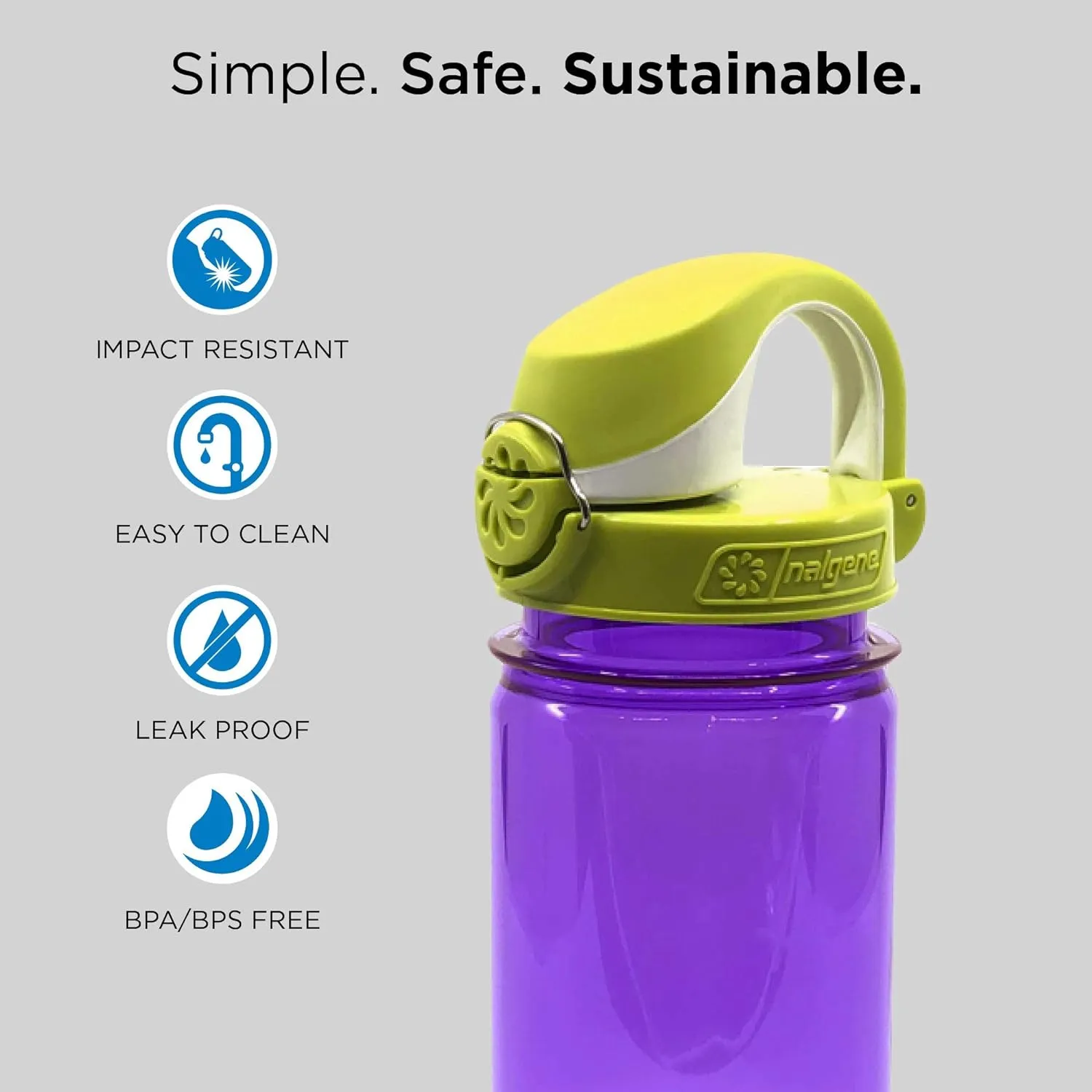 Nalgene Kids On The Fly Water Bottle, Leak Proof, Durable, BPA and BPS Free, Carabiner Friendly, Reusable and Sustainable, 12 Ounces