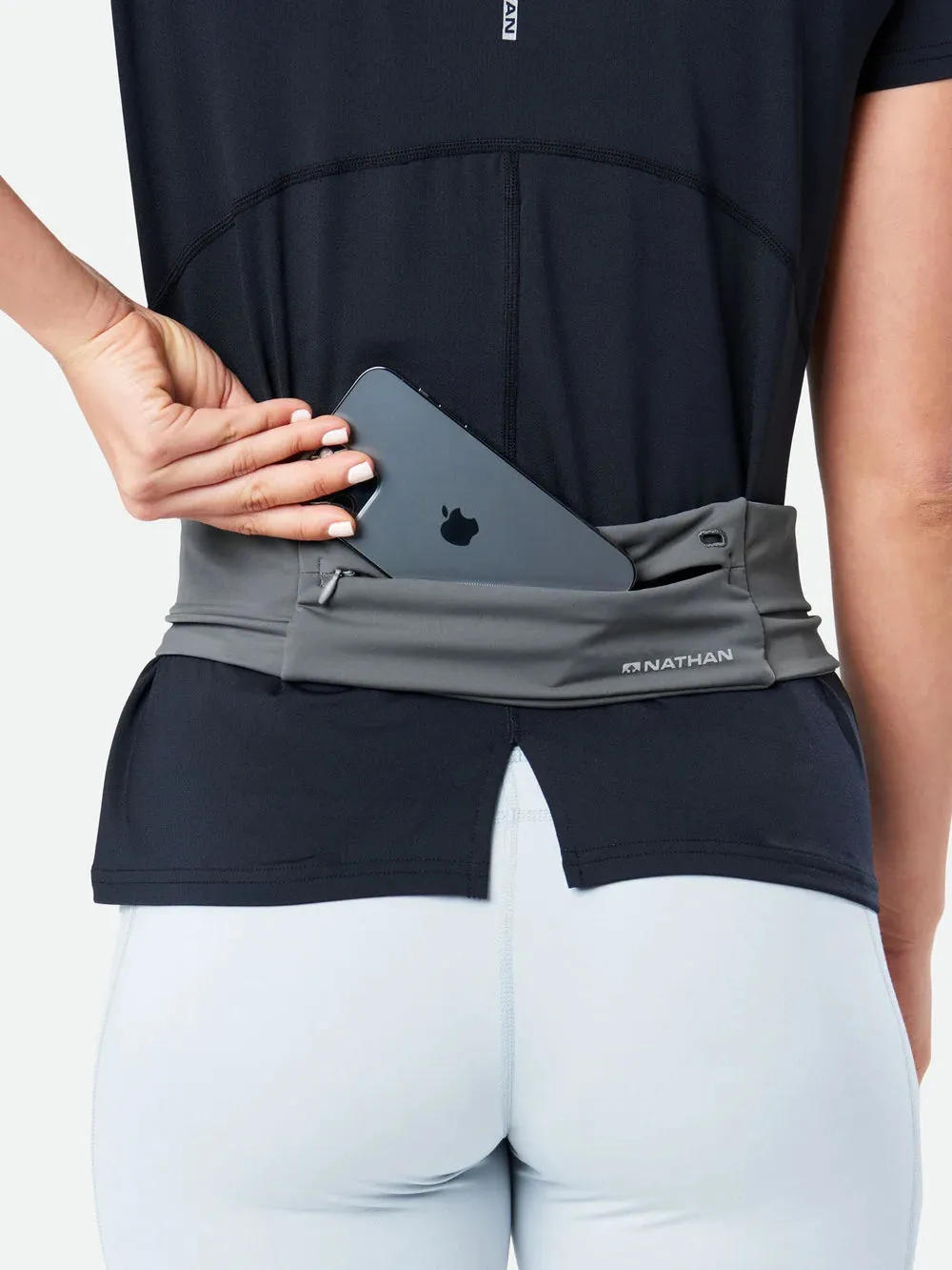 Nathan | Adjustable Fit Zipster 2.0 Storage Belt | Unisex | Gravity Grey