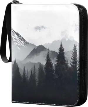 Nature Mountains and Forest Card Binder 4 Pocket Collectible Trading Card Albums with 50 Sleeves Double Side PU Waterproof 3 Ring for Sports & Game Cards