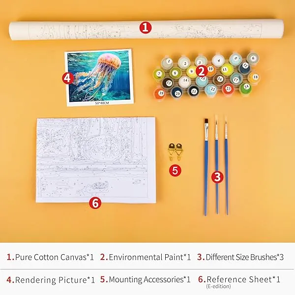 NEW 16x20 Unframed TUMOVO Paint By Numbers For Adults Beginner Jellyfish Paint-by-Numbers Wild Marine Animals Paint By Number Kits DIY Paint By Numbers Adult Paint By Number Kits On Canvas Home Decor