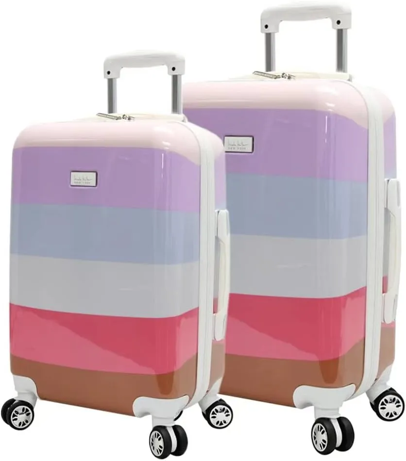 Nicole Miller Luggage Rainbow Collection - 2 Piece Hardside Lightweight Spinner Suitcase Set - Travel Set includes 20-Inch Carry On and 24 inch Checked suitcases (Lavender)…