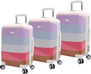 Nicole Miller Luggage Rainbow Collection - 3 Piece Hardside Lightweight Spinner Suitcase Set - Travel Set includes 20-Inch Carry On, 24 inch and 28-Inch Checked Suitcases (Rainbow Lavender)…