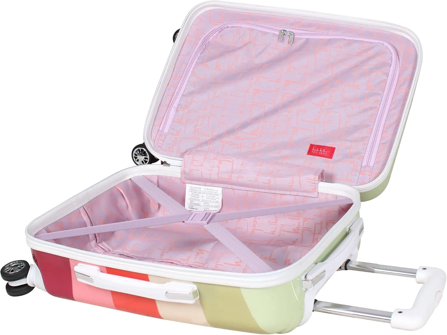 Nicole Miller New York Rainbow Luggage Collection - 20 Inch (ABS PC) Hardside Carry On Suitcase - Durable Lightweight Bag with 8-Rolling Spinner Wheels (Rainbow Lavender)…