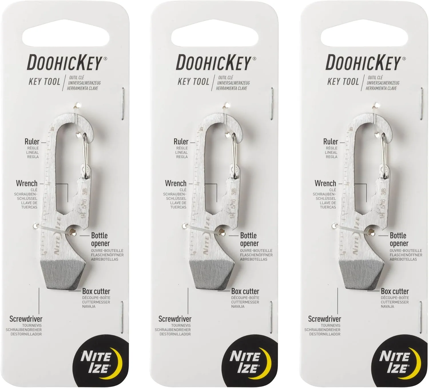 Nite Ize DoohicKey Key Tool - Stainless - 3 Count (3 Pack)