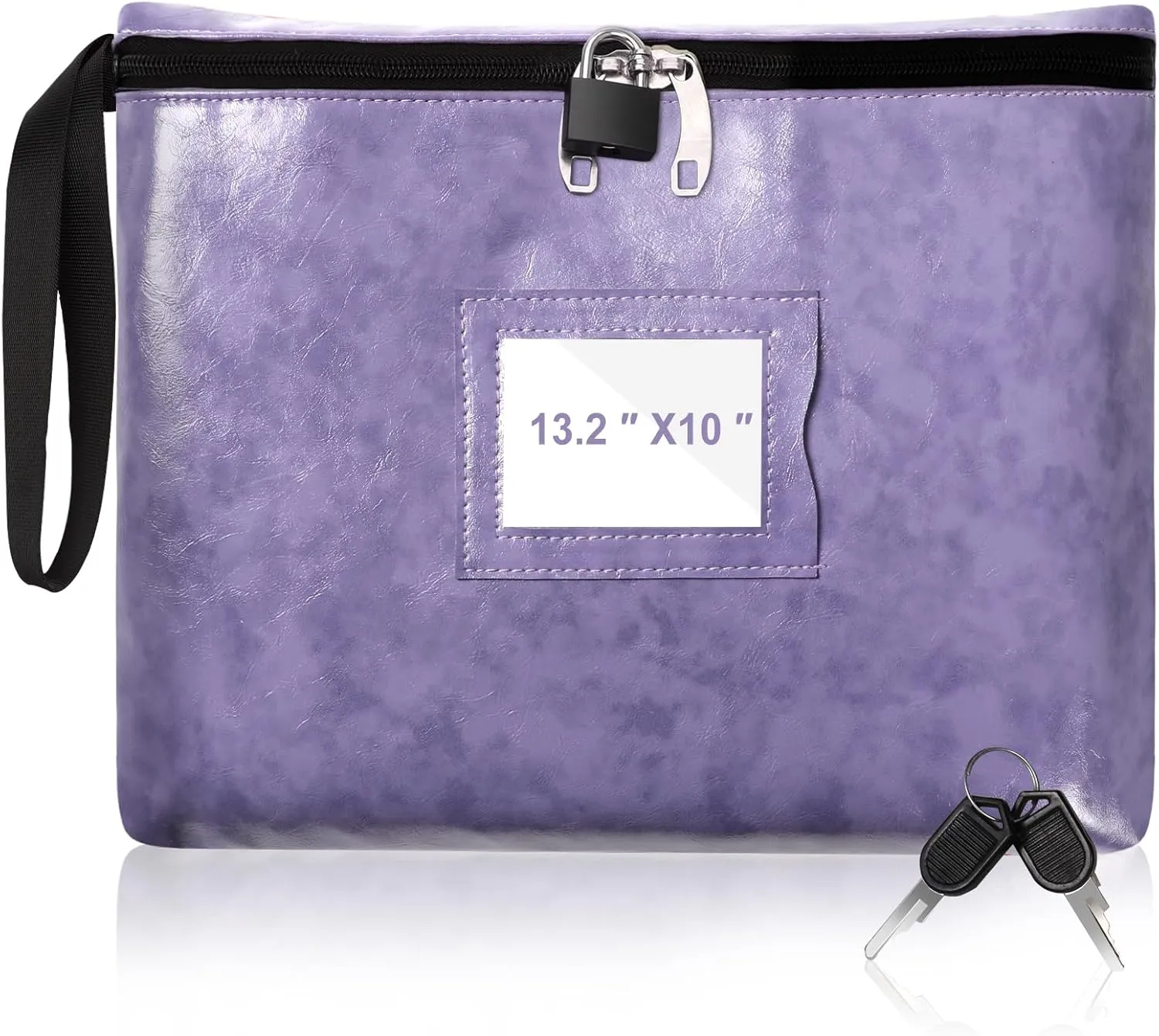 Notary Bag with Lock 13.2 * 10 Inches Purple Leather Notary Supply Bag with handle Cash Bag Locking Document Bag with 2 keys Money Bank Deposit Bag with Zipper for Record Book Stamp Passport (Purple)