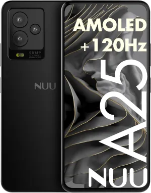 NUU A25 AMOLED 120Hz 6.7" Unlocked for T-Mobile, ATT, Cricket, Mint, Ultra, Metro, Gaming Phones, Octa-Core Helio G99, 4G/LTE Dual SIM, 6GB   128GB 50MP Camera, Black, International Travel