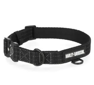 NYLON H-D LOGO DOG COLLAR BLACK