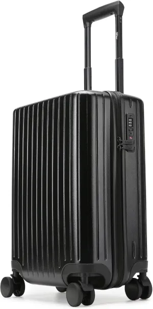 Ocean 20 Inch Polycarbonate Carry-on Suitcase, Lightweight Hardside Luggage, TSA Lock, Laundry and Shoe Bags, Care Kit (Black)