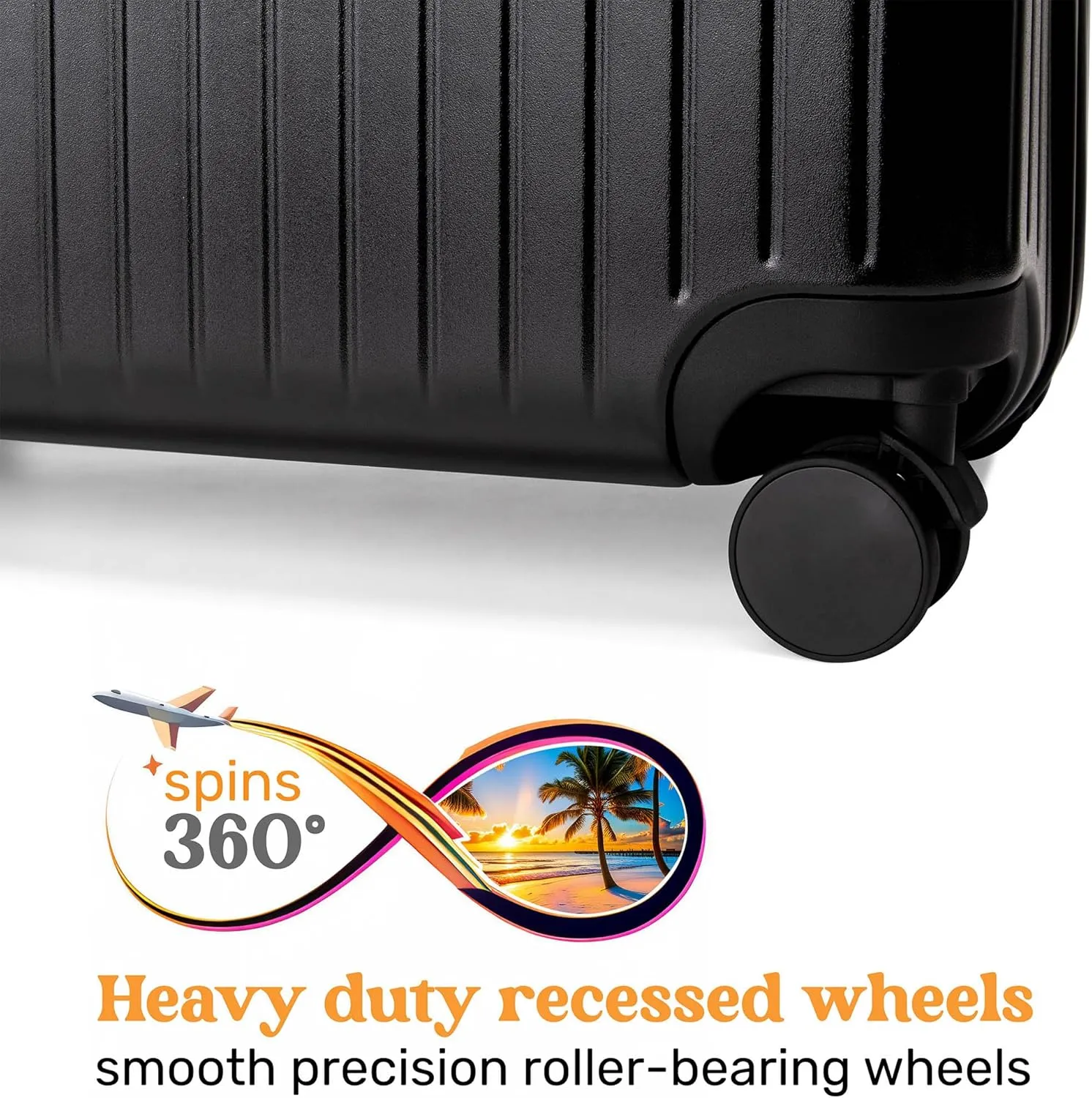 Ocean 20 Inch Polycarbonate Carry-on Suitcase, Lightweight Hardside Luggage, TSA Lock, Laundry and Shoe Bags, Care Kit (Black)