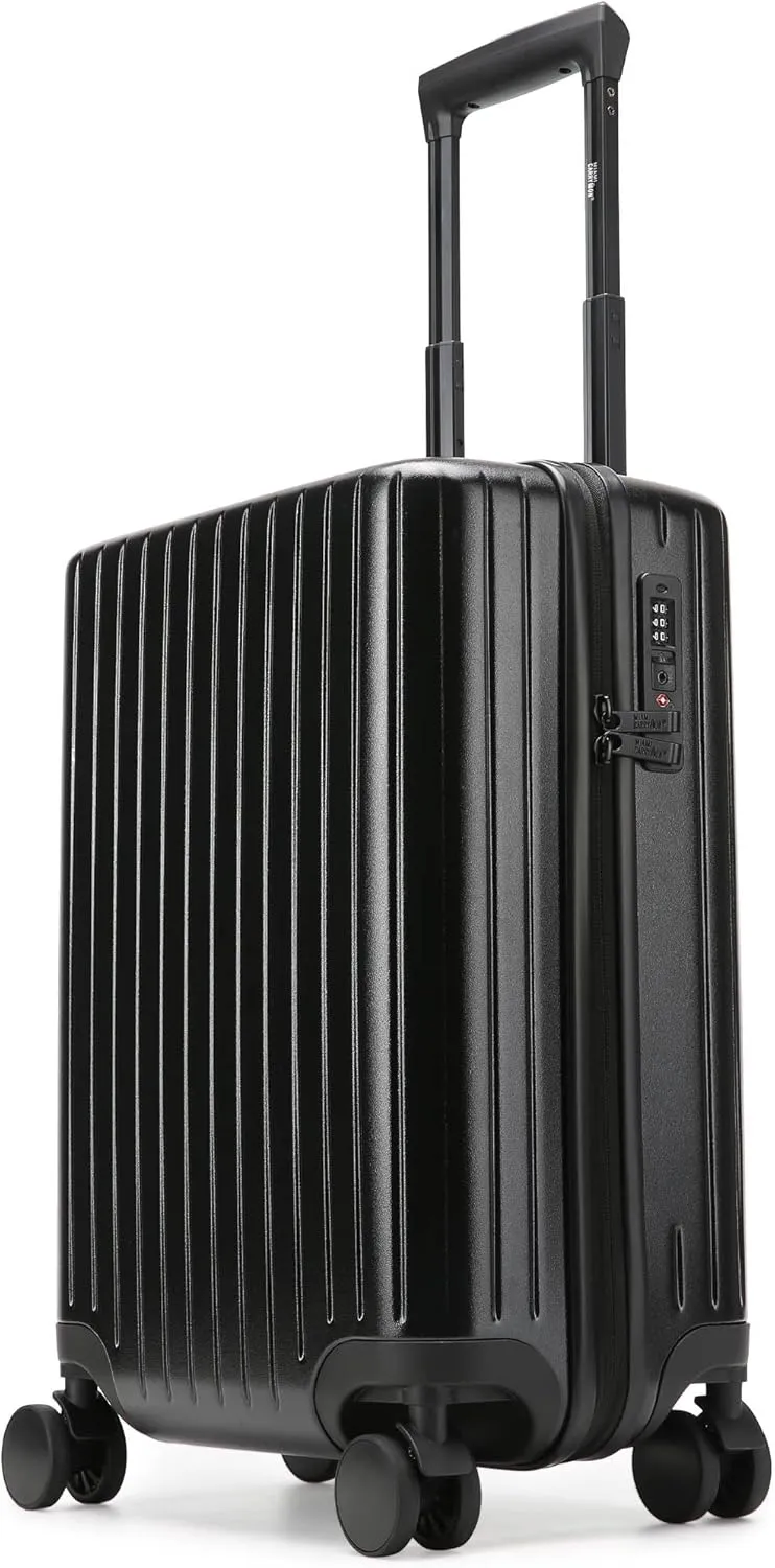 Ocean 20 Inch Polycarbonate Carry-on Suitcase, Lightweight Hardside Luggage, TSA Lock, Laundry and Shoe Bags, Care Kit (Black)