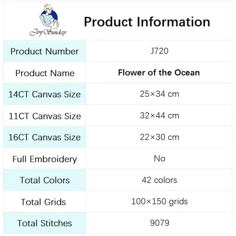 Ocean Flower Floral Pattern Stamped Cross Stitch Kits