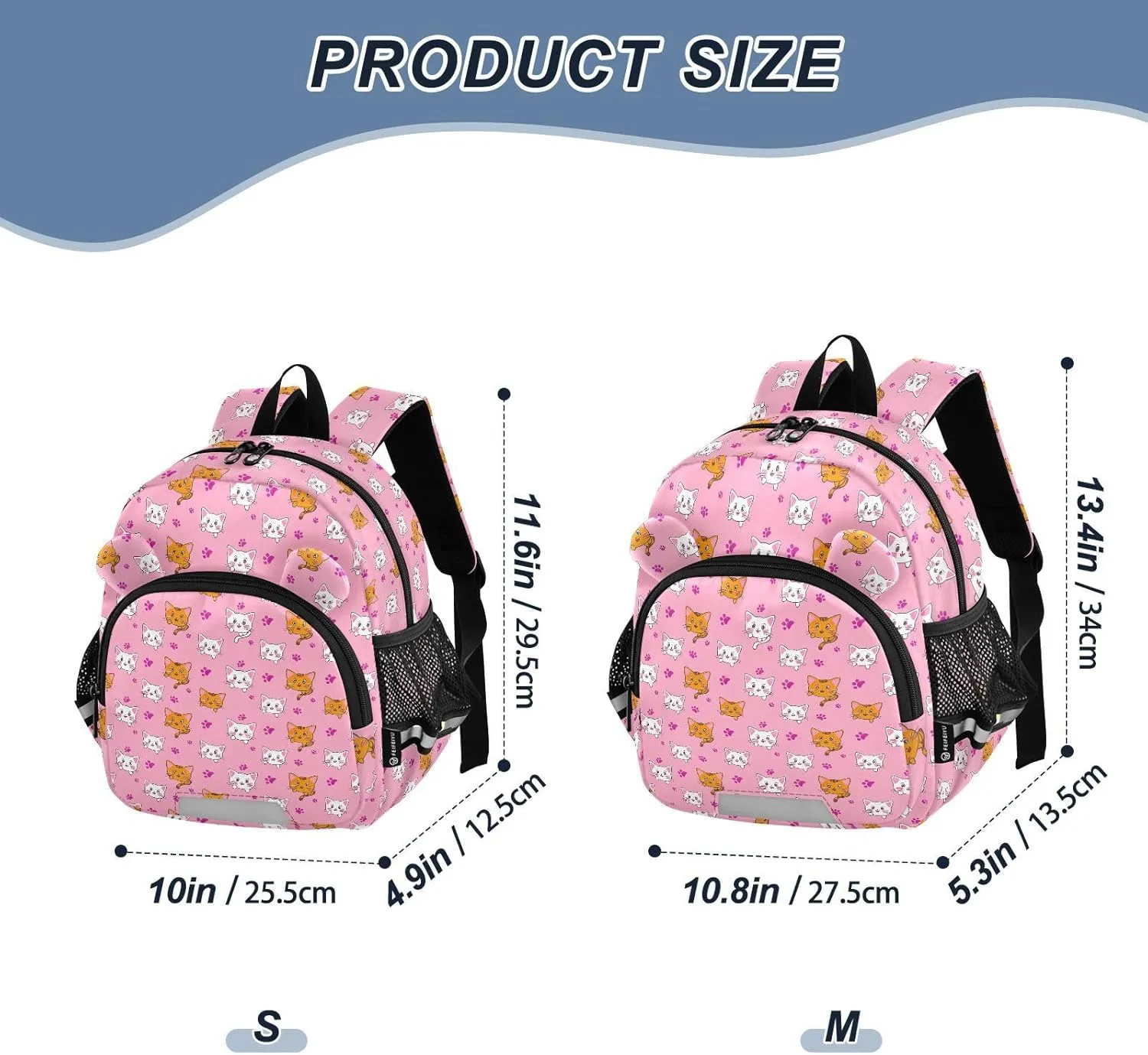 ODAWA Children's Leash Backpacks, Cute Cartoon Cats Paw Prints Safe Kids'backpack 3-6 Years