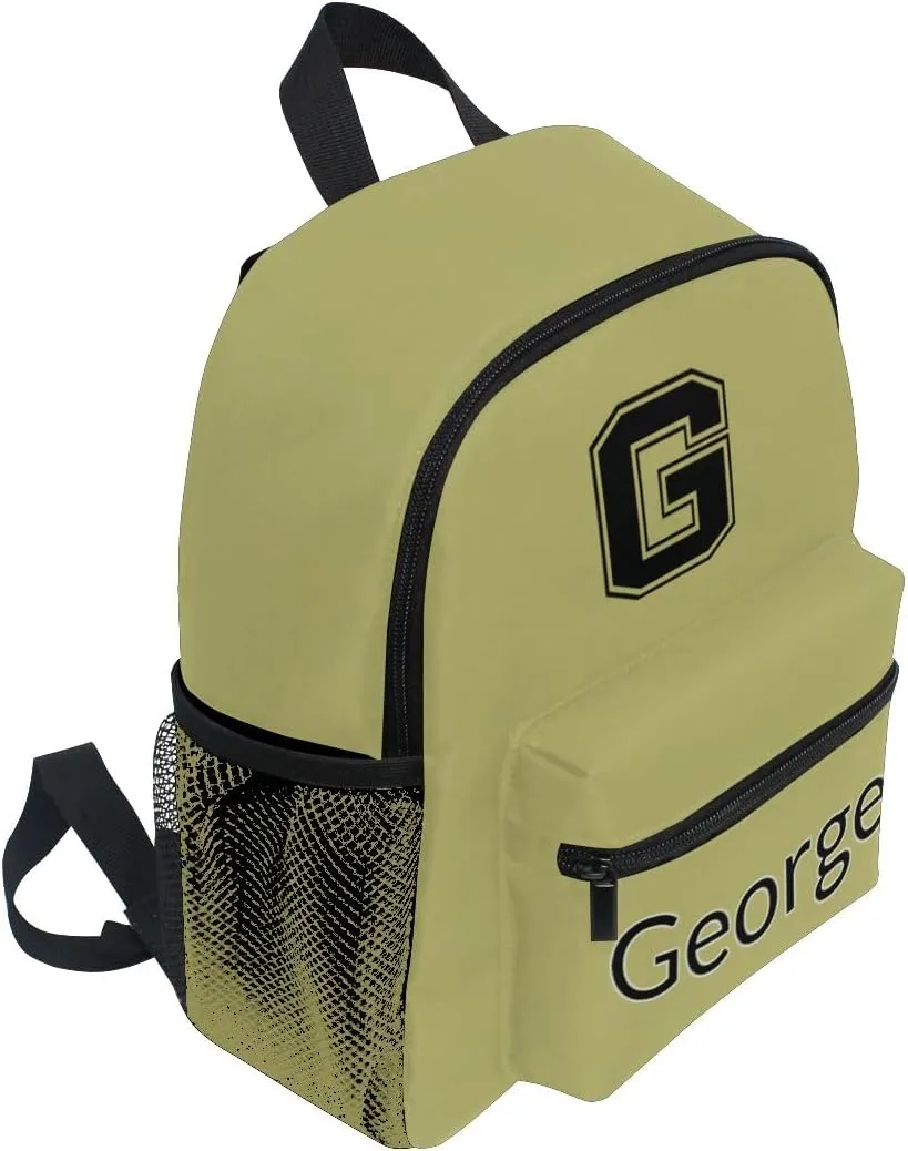 ODAWA Custom Name Toddlers Backpack, Personalized Dark Khaki Preschool Backpack with Name Tag Boys Girls Daycare Bag