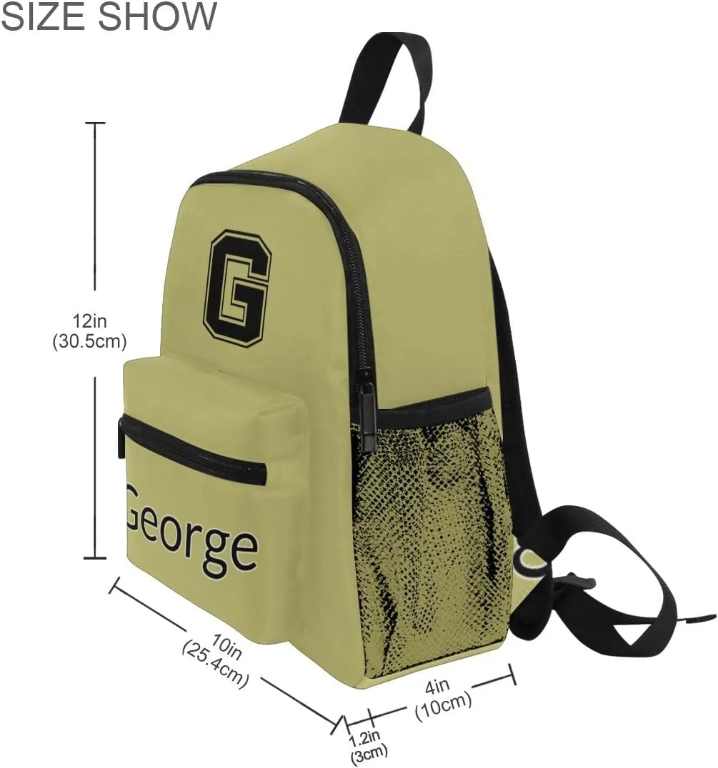 ODAWA Custom Name Toddlers Backpack, Personalized Dark Khaki Preschool Backpack with Name Tag Boys Girls Daycare Bag