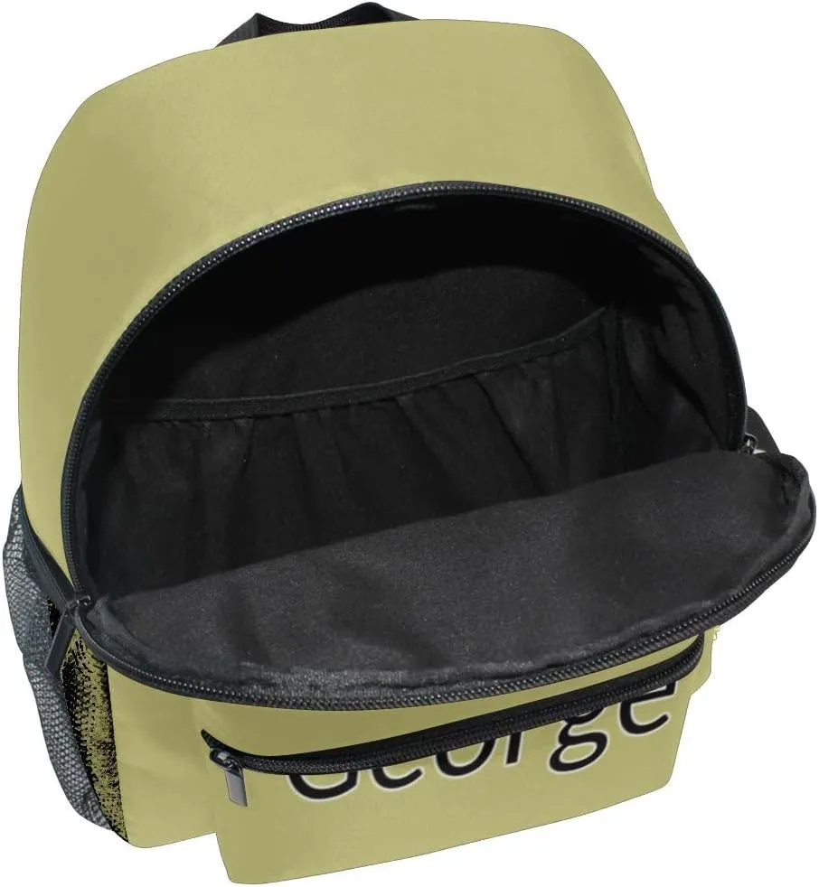 ODAWA Custom Name Toddlers Backpack, Personalized Dark Khaki Preschool Backpack with Name Tag Boys Girls Daycare Bag