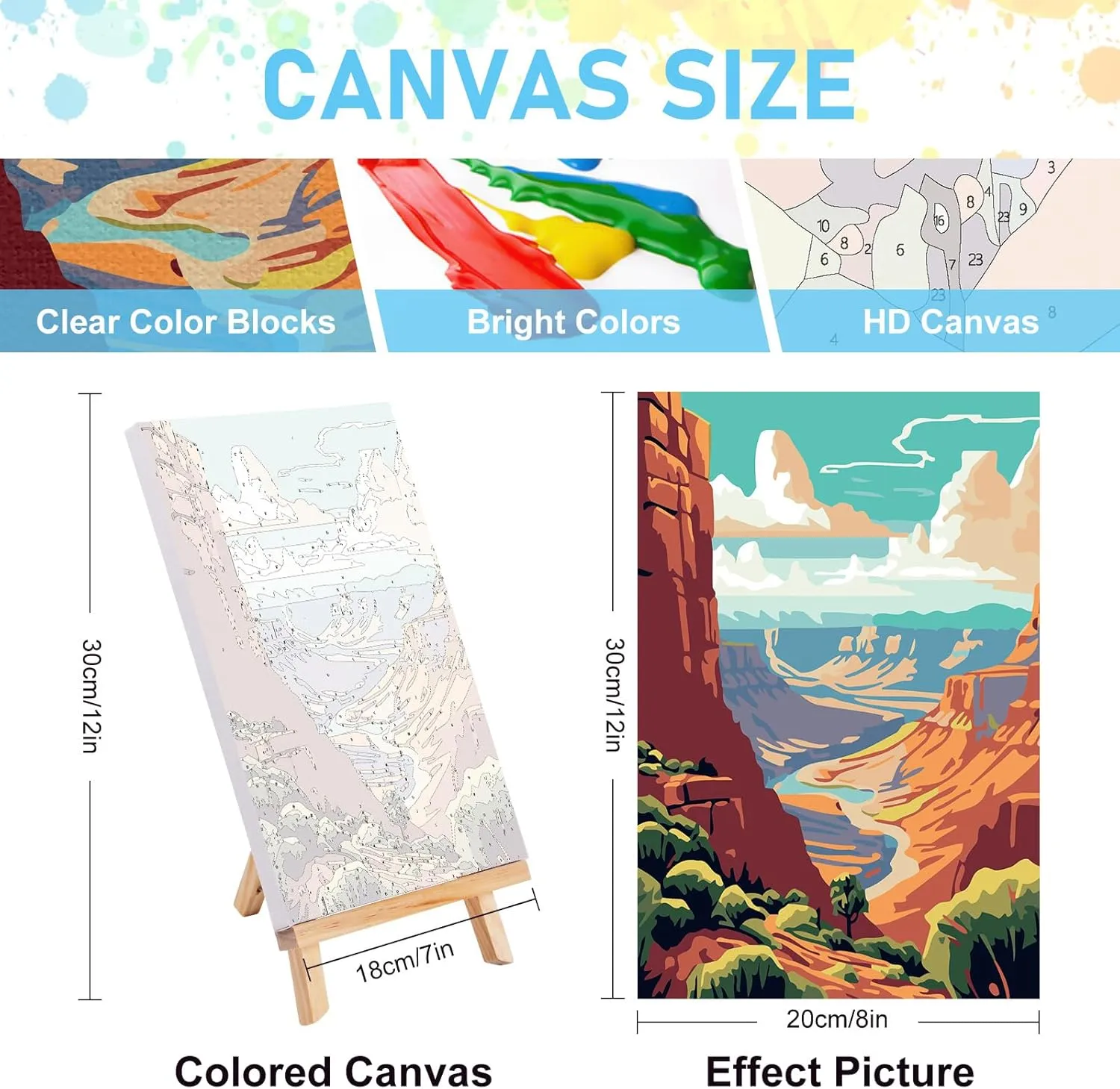 Offito 4 Pack Framed Paint by Numbers Kit for Adults Beginners with Wooden Easel, National Park Easy Number Painting Kit with Frame, Watercolor Adult Paint by Number Framed Canvas (8 * 12 Inch)