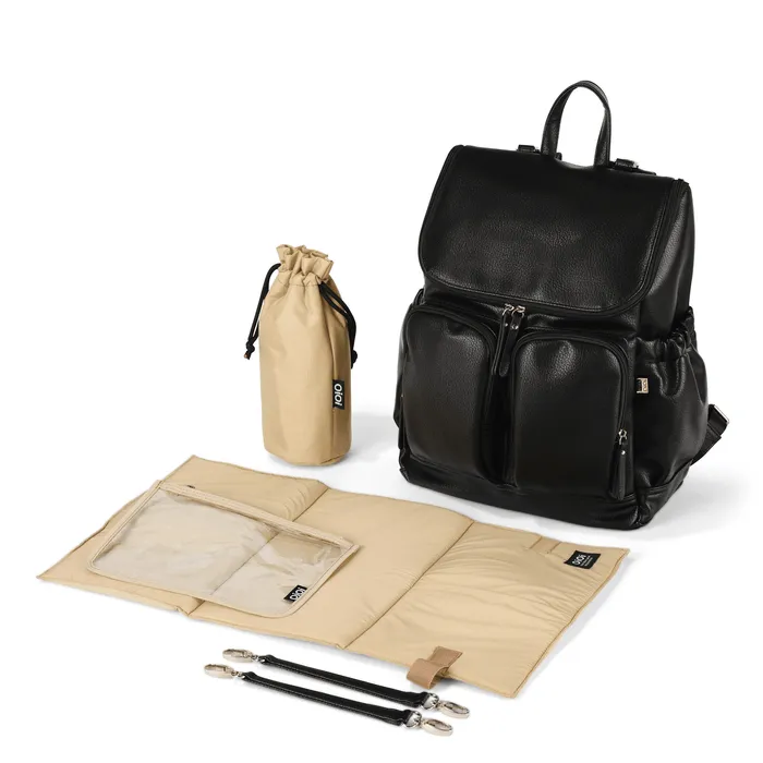 OiOi Signature Nappy Backpack Black Vegan Leather Best Seller Mothers Day