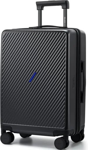 OIWAS 20 Inch Carry On Luggage, DIY Luggage with Spinner Wheels, Polycarbonate Lightweight Carry-on Suitcases with TSA Lock, Rolling Carry on Luggage Airline Approved, Black