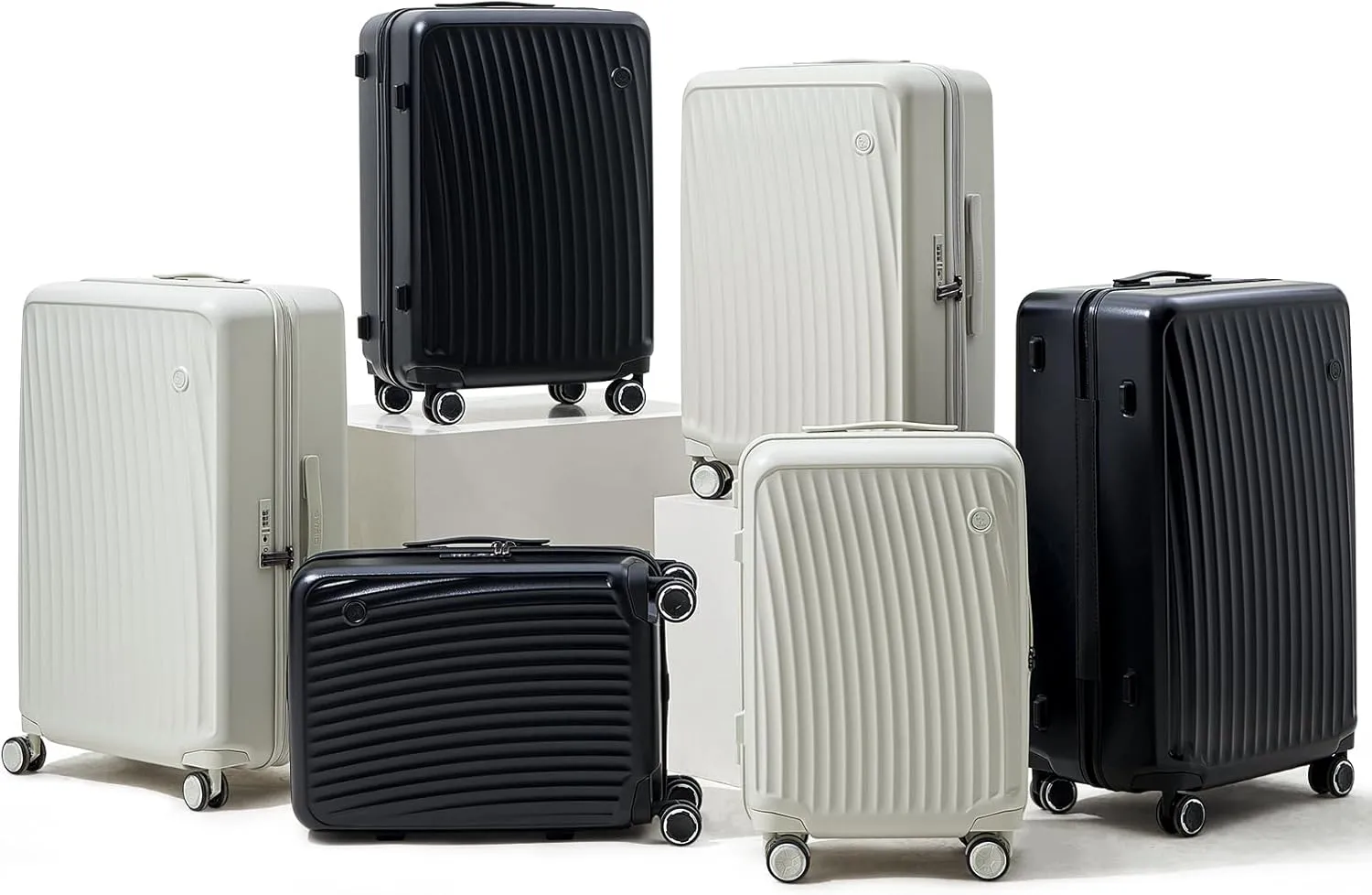 OIWAS 24 Inch Luggage, Hard Shell Suitcases with Wheels, TSA Lock and Waterproof Compartment, Lightweight Medium Suitcase with Smooth Zippers, Checked Luggage for 3-5 Day Trip, White