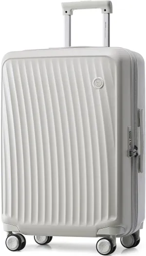 OIWAS 24 Inch Luggage, Hard Shell Suitcases with Wheels, TSA Lock and Waterproof Compartment, Lightweight Medium Suitcase with Smooth Zippers, Checked Luggage for 3-5 Day Trip, White