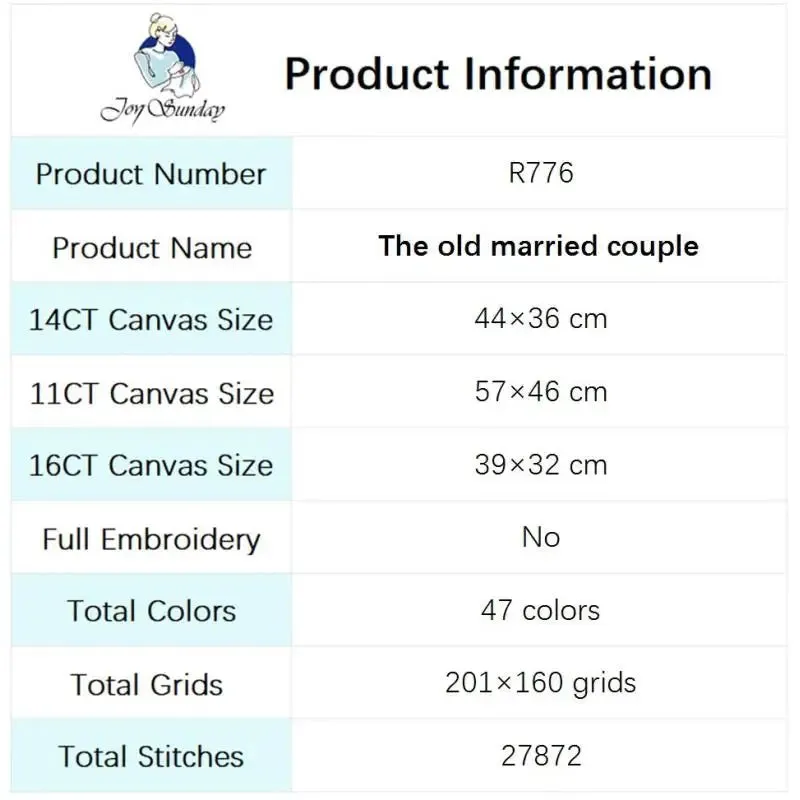 Old Couple Joy Sunday Character Cross Stitch Kits