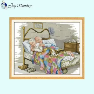 Old Couple Joy Sunday Character Cross Stitch Kits