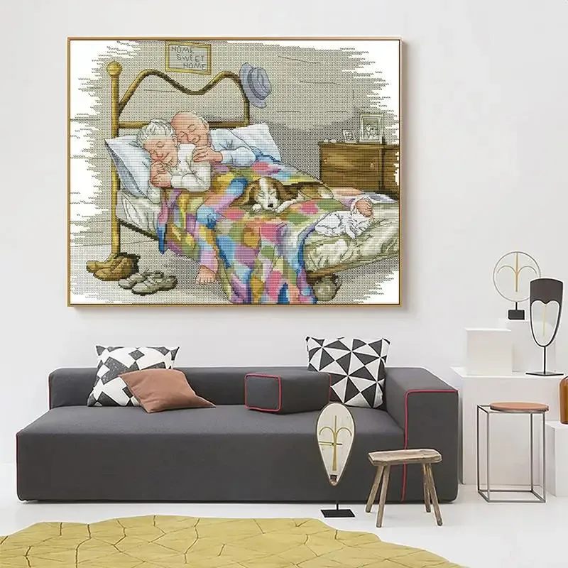 Old Couple Joy Sunday Character Cross Stitch Kits