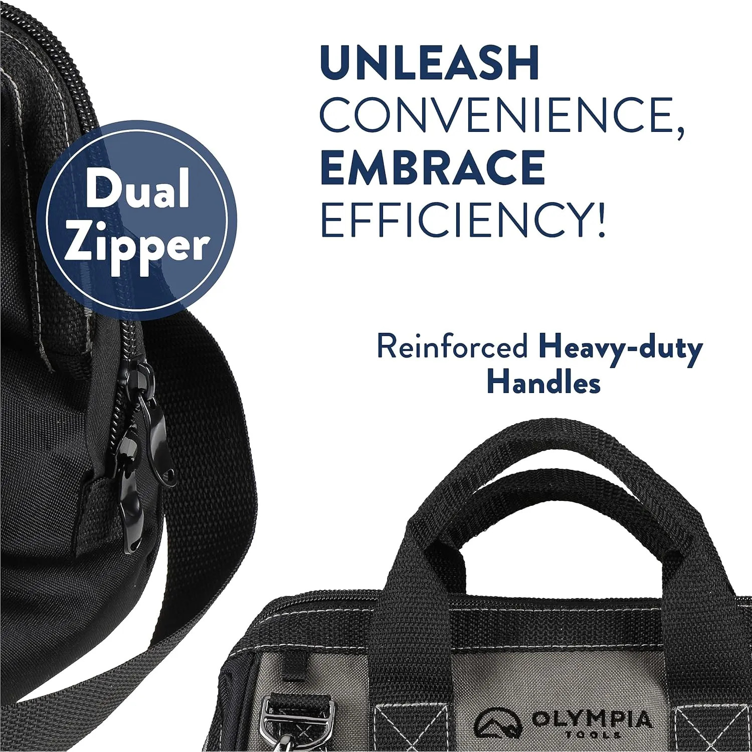Olympia Tools Bag 12 Inch, Heavy Duty Tools Bag with 4 Large Pockets, Adjustable Shouder Straps and 600D Reinforced Material