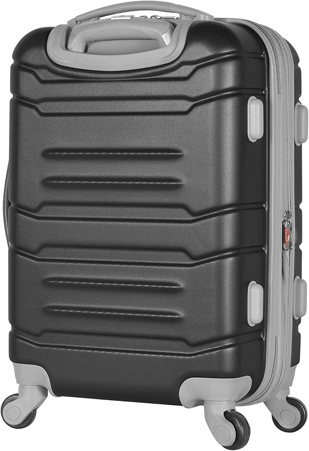 Olympia U.S.A. Denmark 22" Carry-On Suitcase - Lightweight Hardside Luggage, Expandable 30%, 8 Jumbo Spinner Wheels, Utility Hook & Hidden Laptop Compartment (Black)