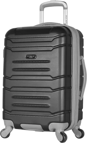 Olympia U.S.A. Denmark 22" Carry-On Suitcase - Lightweight Hardside Luggage, Expandable 30%, 8 Jumbo Spinner Wheels, Utility Hook & Hidden Laptop Compartment (Black)