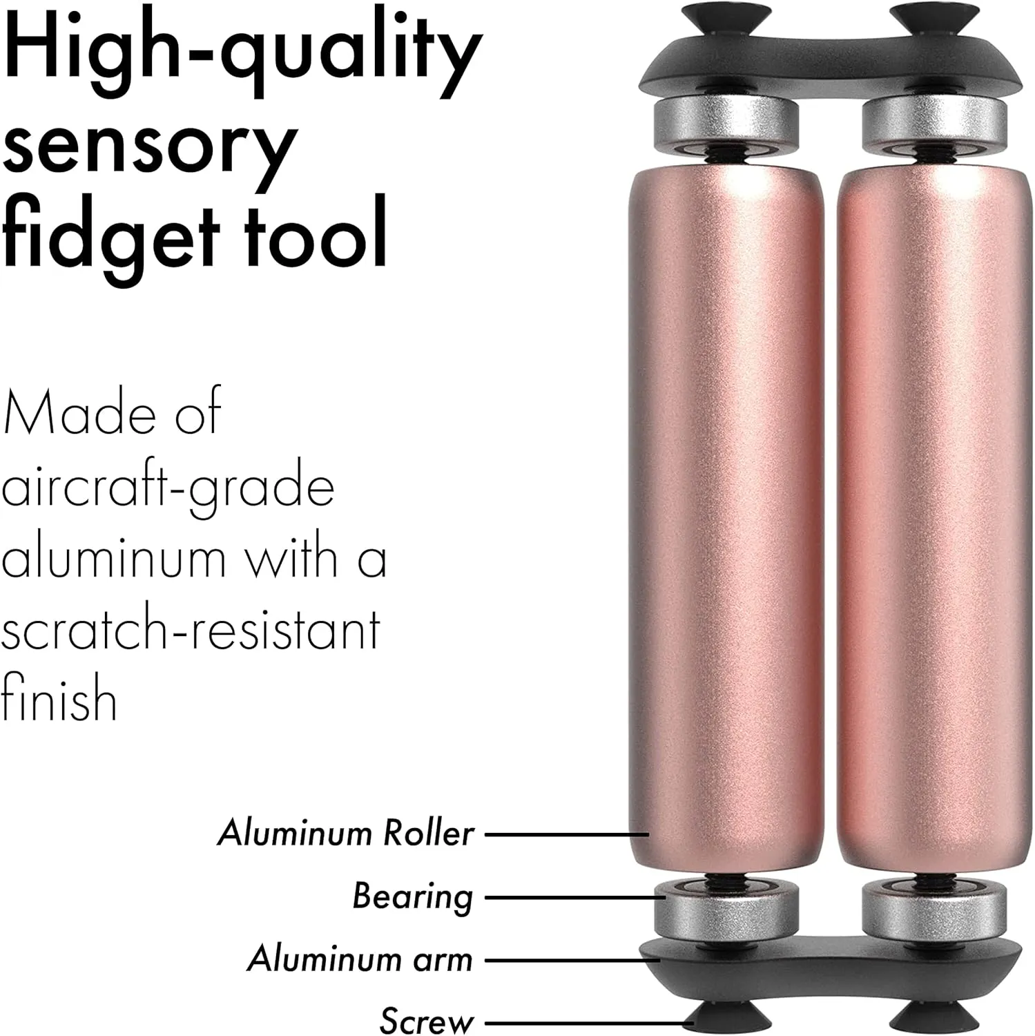 ONO Roller - Handheld Fidget Toy for Adults | Help Relieve Stress, Anxiety, Tension | Promotes Focus, Clarity | Compact, Portable Design (Full Size/Aluminum, Rose Gold)