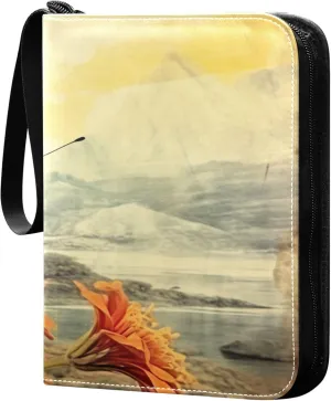 Orange Butterfly Card Binder 4 Pocket Collectible Trading Card Albums with 50 Sleeves Double Side PU Waterproof 3 Ring for Sports & Game Cards