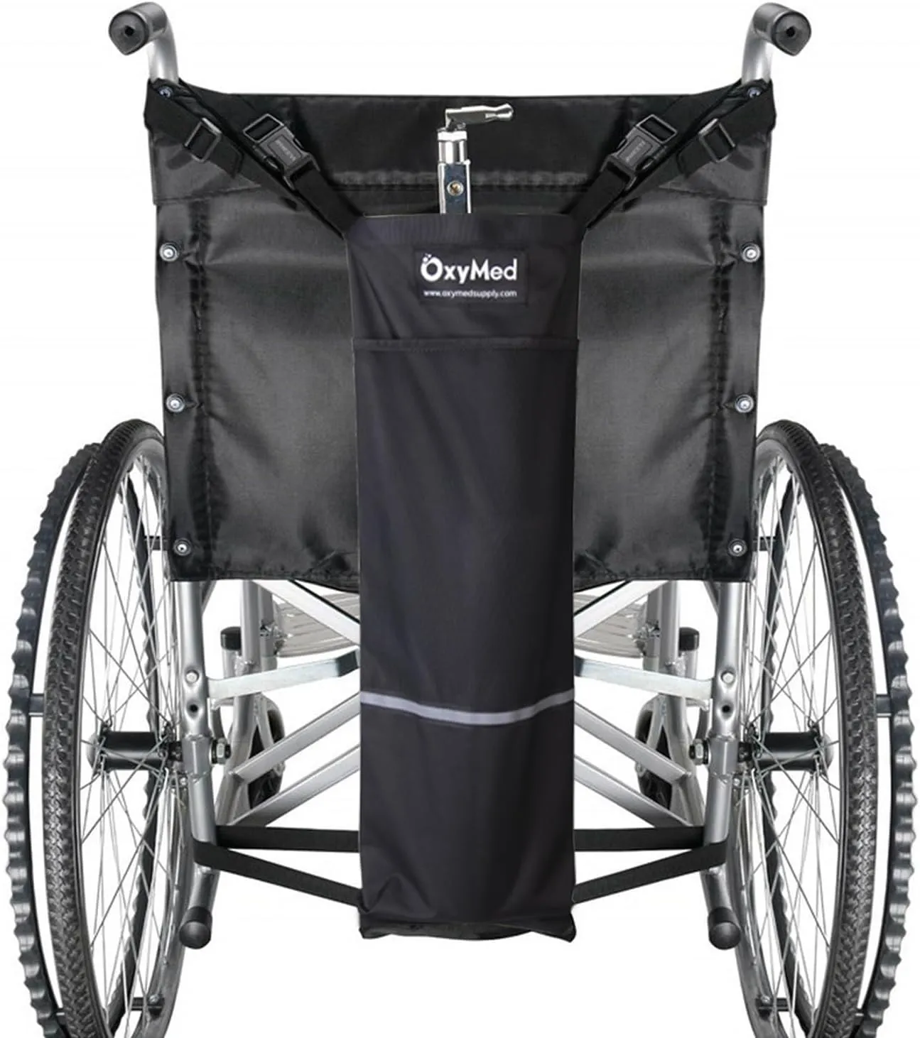 Oxygen Cylinder Bag for Wheelchairs with Buckles, Fits Any Wheelchair, Fits Most Oxygen cylinders, Black